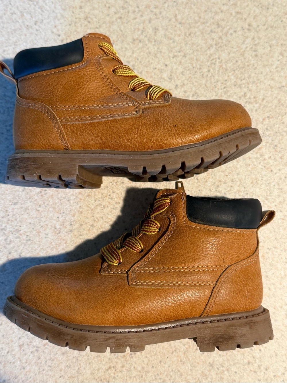 Carter's Tan Brown Lace-Up Kids Boots with Black Collar